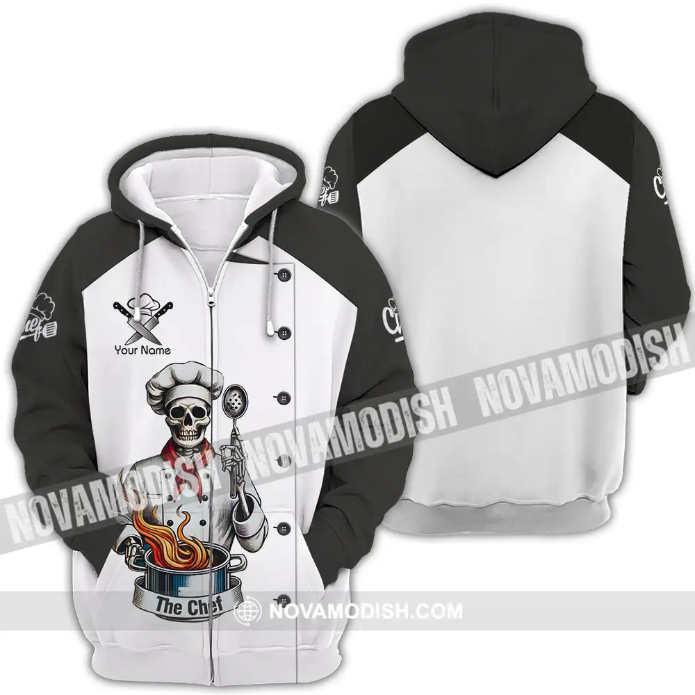 Unisex Shirt - Custom Name Shirt The Skull Chef Zipper Hoodie / S T-shirt