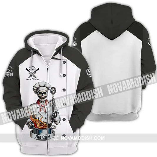 Unisex Shirt - Custom Name Shirt The Skull Chef Zipper Hoodie / S T-shirt