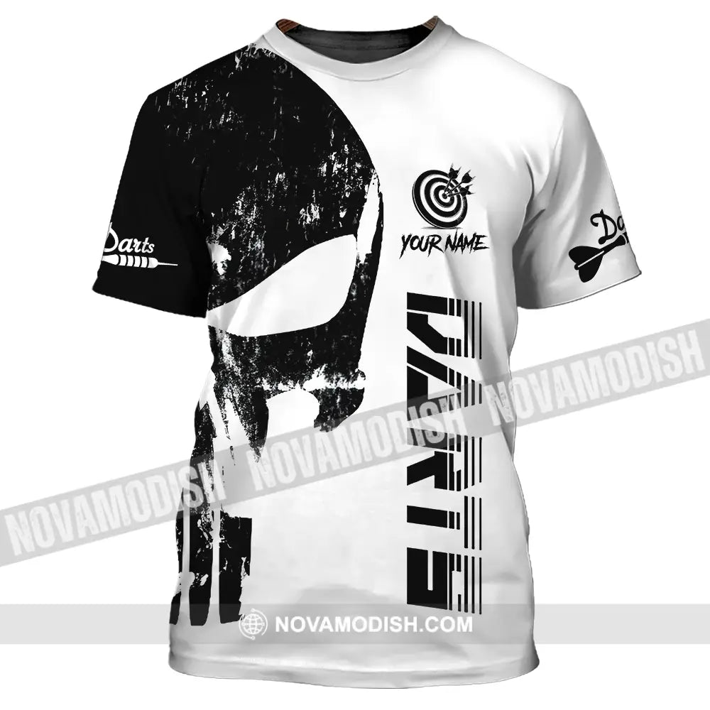 Unisex Shirt - Custom Name The Skull Darts Black And White Sport Shirt T-Shirt / S T-shirt