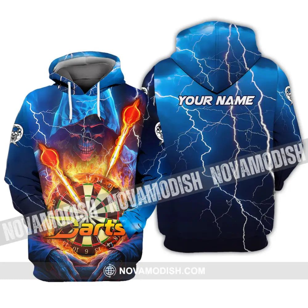 Unisex Shirt - Custom Name The Skull Darts Sport Shirt Fire And Ice Darts Hoodie / S T-shirt