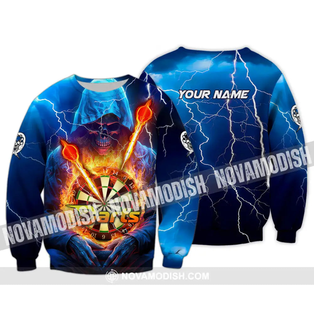 Unisex Shirt - Custom Name The Skull Darts Sport Shirt Fire And Ice Darts Long Sleeve / S T-shirt
