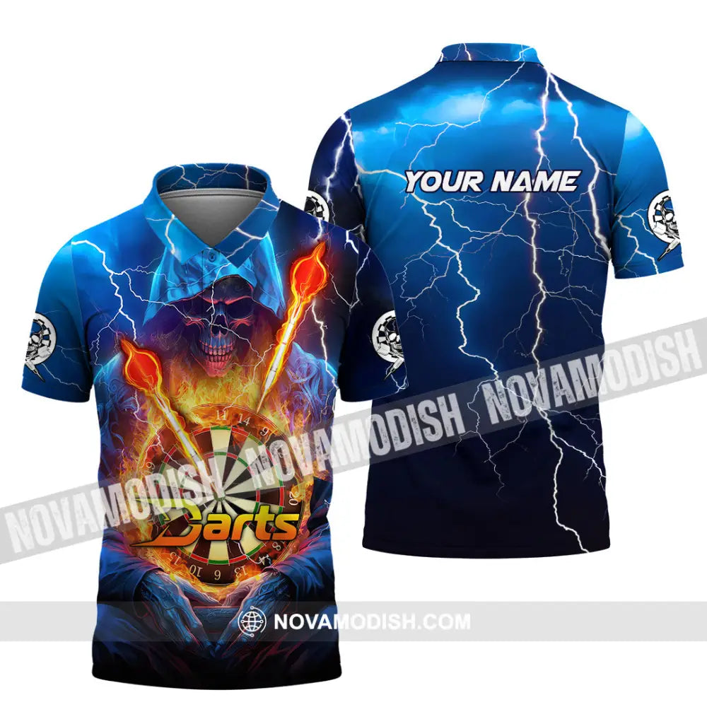 Unisex Shirt - Custom Name The Skull Darts Sport Shirt Fire And Ice Darts Polo Shirt / S T-shirt