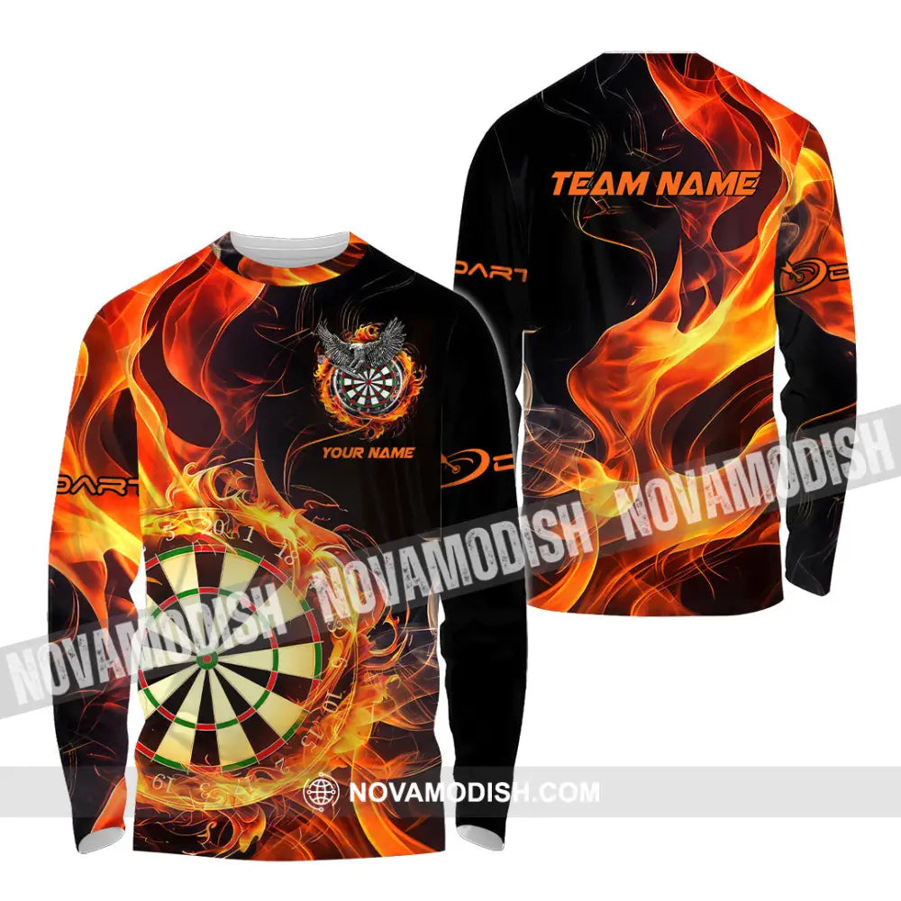 Unisex Shirt - Custom Name The Skull Darts Sport Shirt Fire Darts Long Sleeve Shirt / S T-shirt
