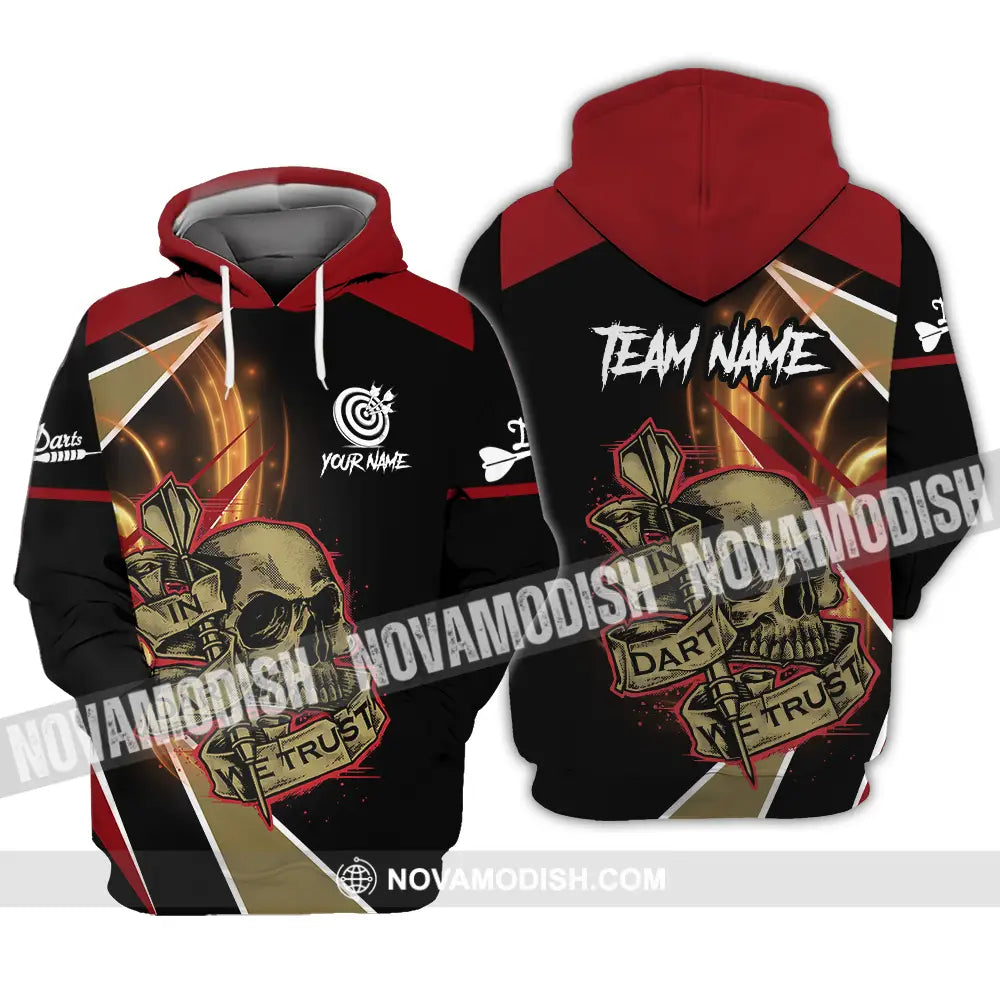 Unisex Shirt - Custom Name The Skull Darts Sport Shirt In Darts We Trust Hoodie / S T-shirt