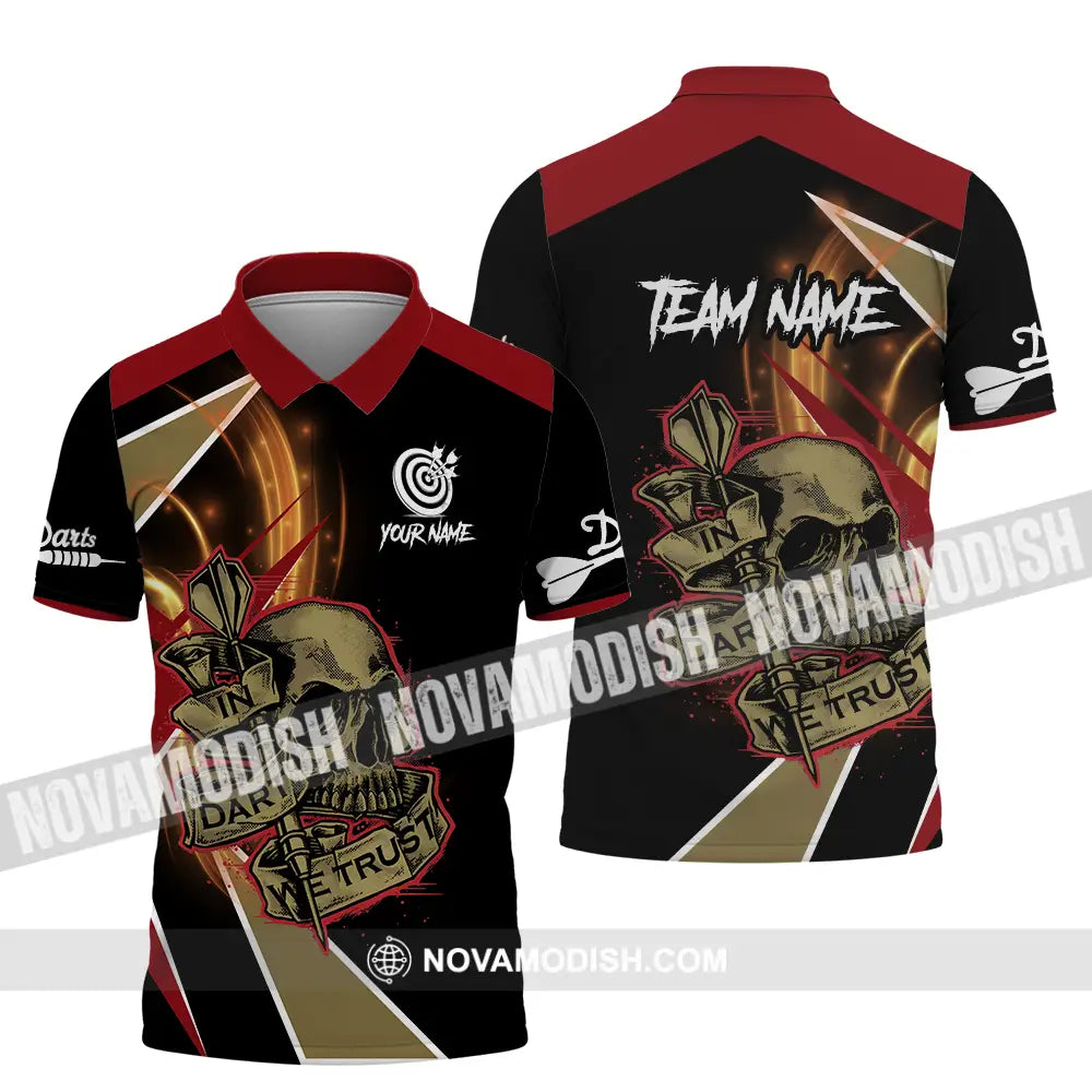 Unisex Shirt - Custom Name The Skull Darts Sport Shirt In Darts We Trust Polo Shirt / S T-shirt
