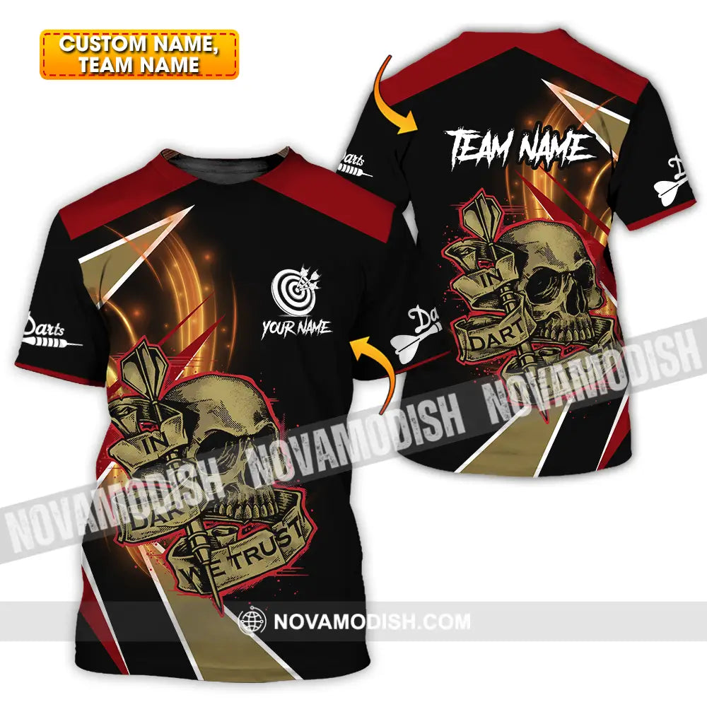 Unisex Shirt - Custom Name The Skull Darts Sport Shirt In Darts We Trust T-shirt
