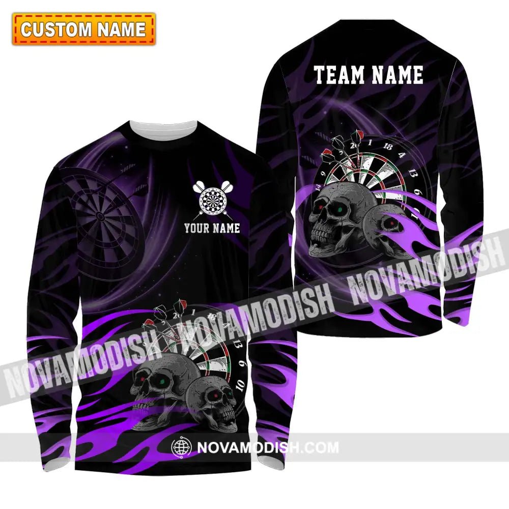 Unisex Shirt - Custom Name The Skull Darts Sport Shirt Long Sleeve Shirt / S T-shirt