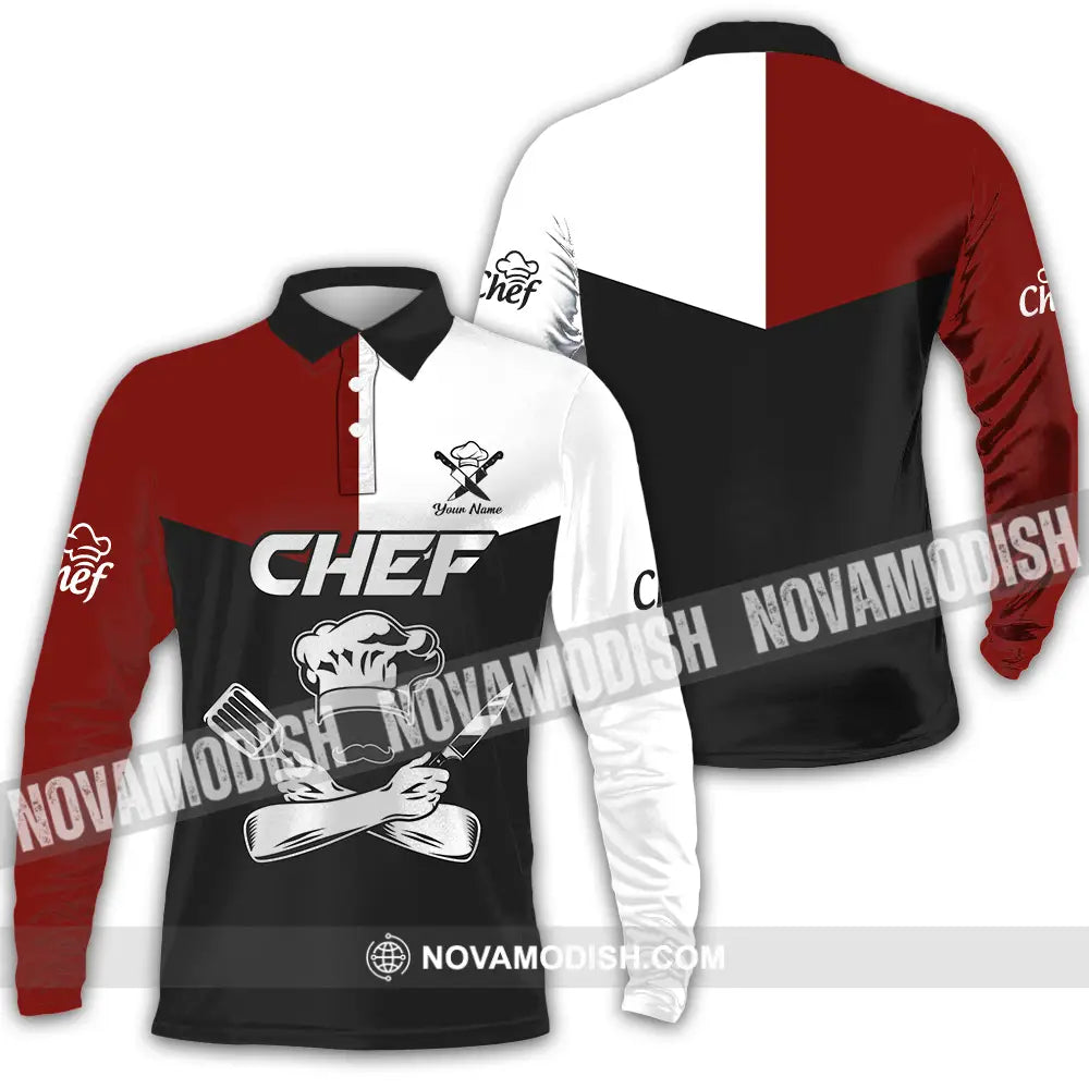 Unisex Shirt - Custom Name Shirt The Strongest Chef Long Sleeve Polo / S T-shirt