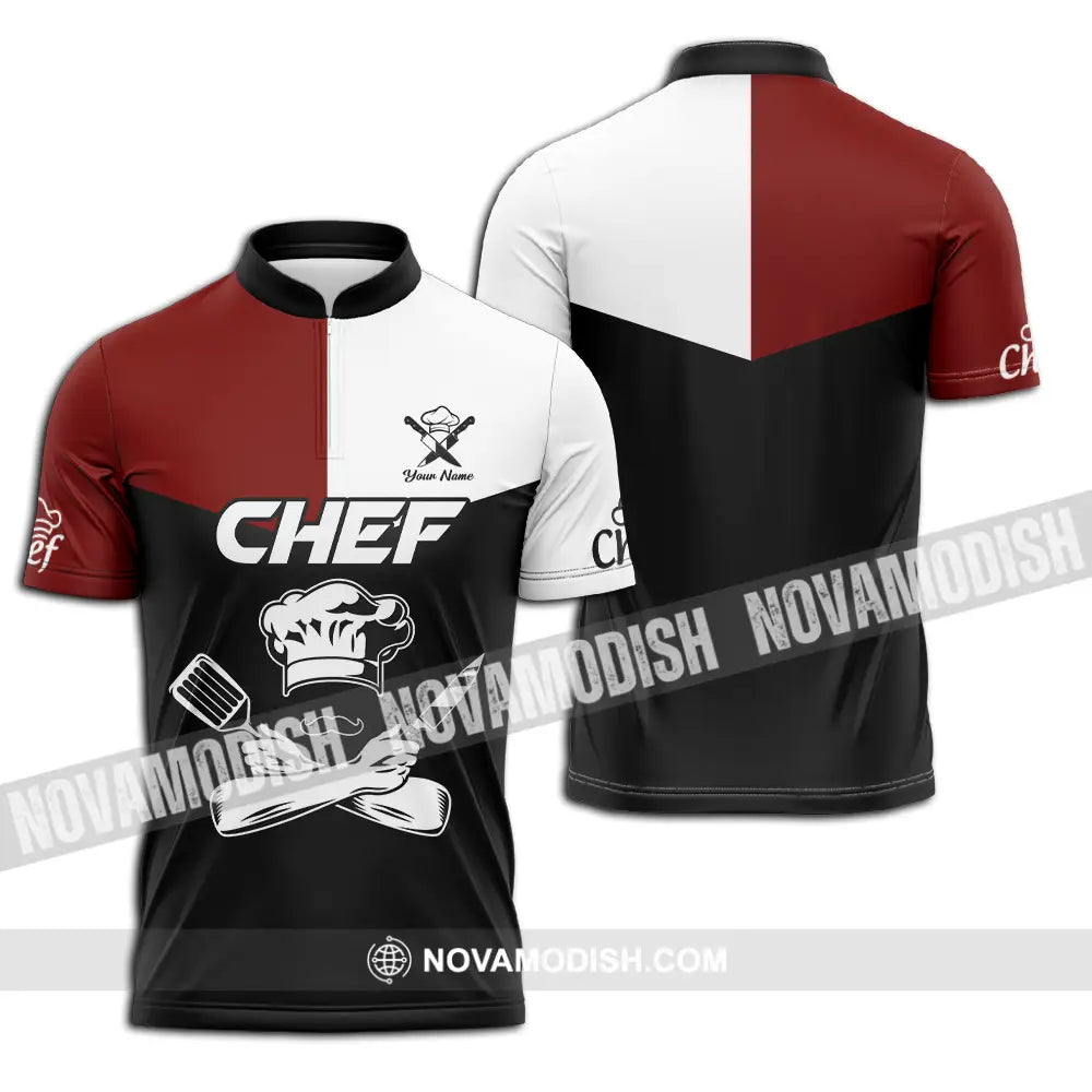 Unisex Shirt - Custom Name Shirt The Strongest Chef Zipper Polo Shirt / S T-shirt