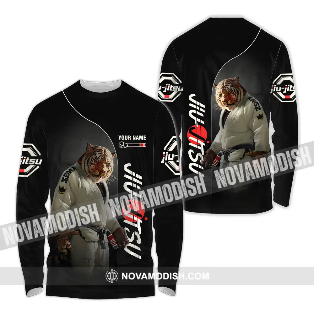 Unisex Shirt - Custom Name Tiger Jiu Jitsu Shirt Long Sleeve Shirt / S T-shirt