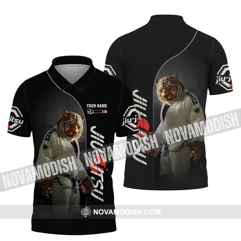 Unisex Shirt - Custom Name Tiger Jiu Jitsu Shirt Polo Shirt / S T-shirt