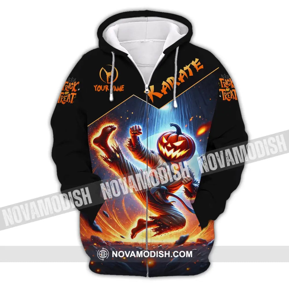 Unisex Shirt - Custom Name Trick Or Treat Karate Zipper Hoodie / S T-Shirt