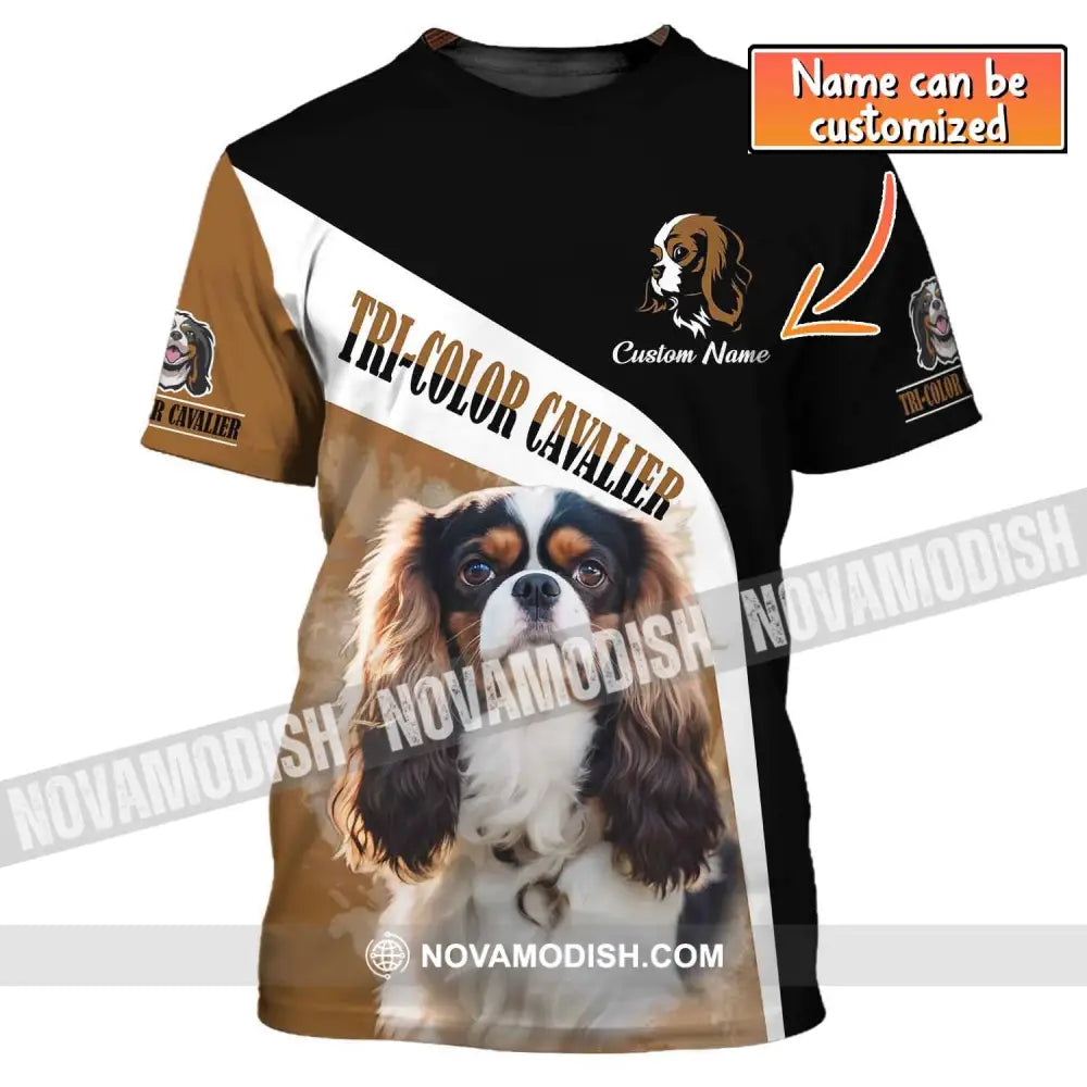 Unisex Shirt Custom Name Tricolor Cavalier T-Shirt For Dog Lovers