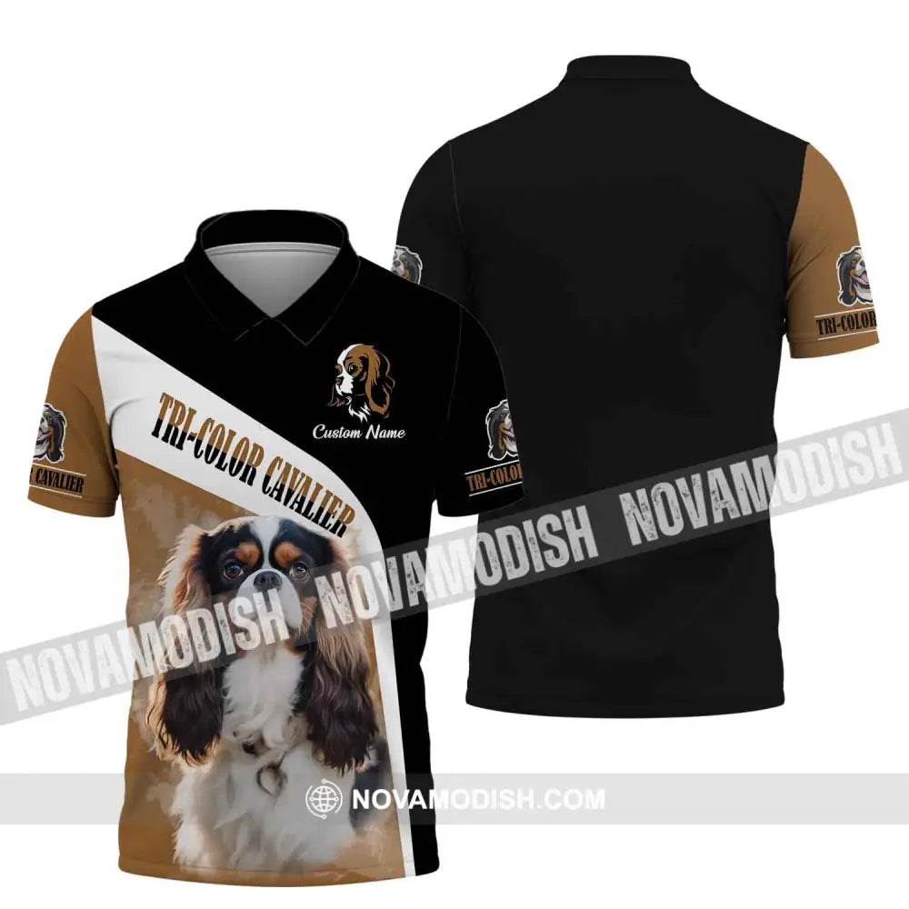 Unisex Shirt Custom Name Tricolor Cavalier T-Shirt For Dog Lovers Polo / S