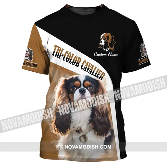 Unisex Shirt Custom Name Tricolor Cavalier T-Shirt For Dog Lovers / S