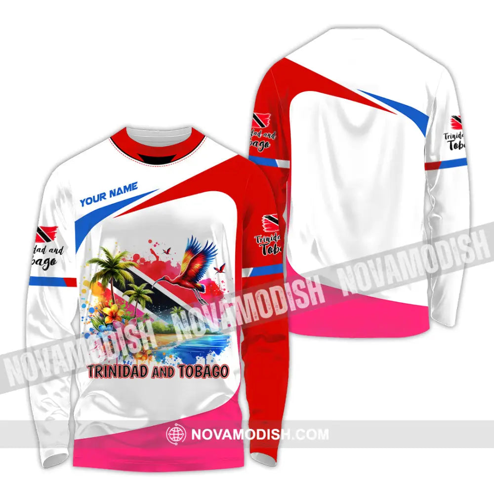 Unisex Shirt Custom Name Trinidad And Tobago Lover Polo Long Sleeve / S T-Shirt