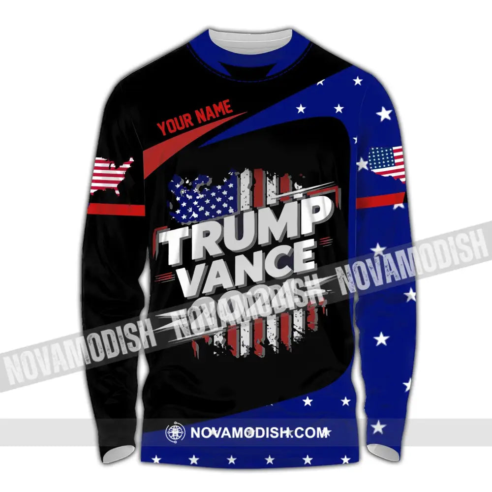 Unisex Shirt Custom Name Trump Vance 2024 For President T-Shirt Long Sleeve / S T-Shirt