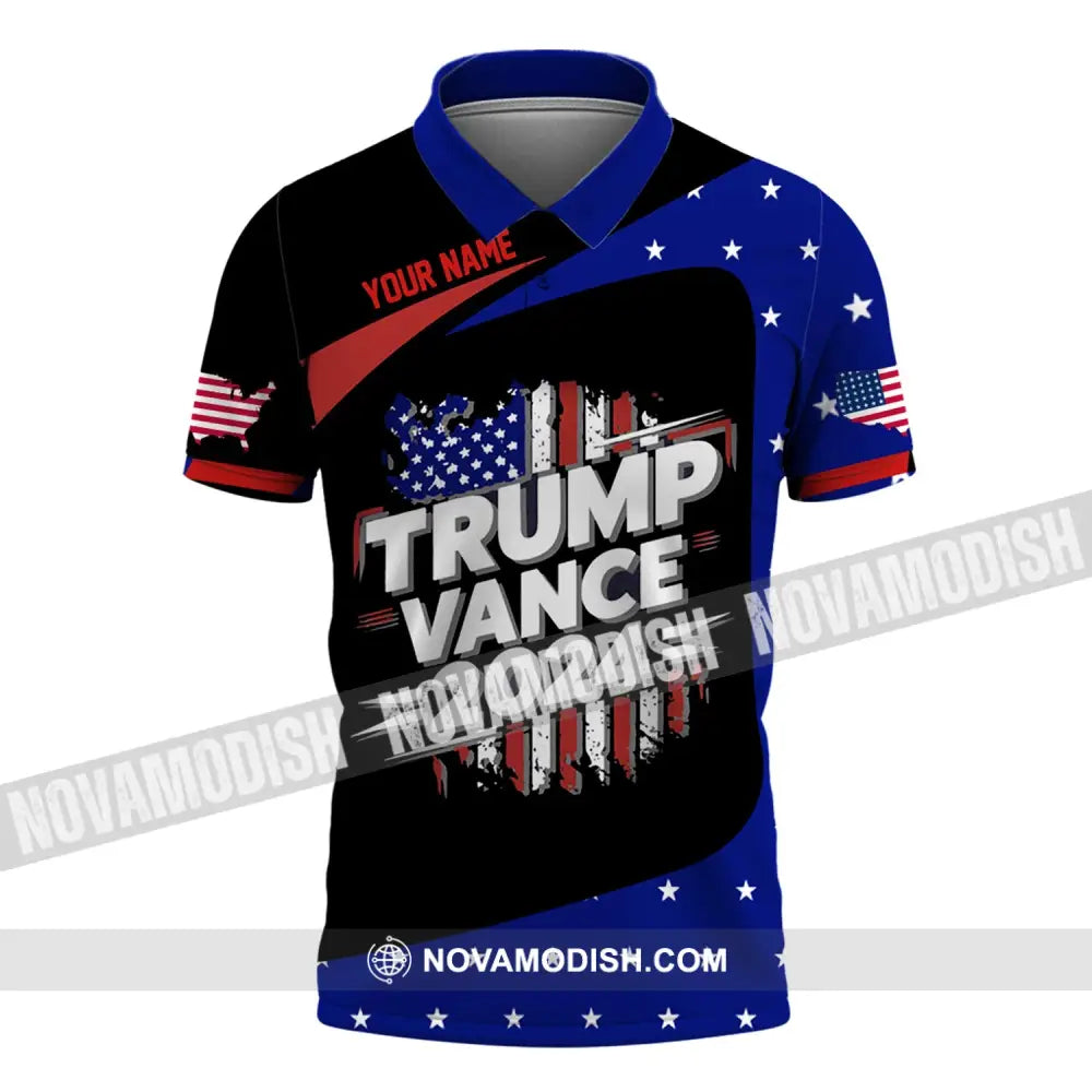 Unisex Shirt Custom Name Trump Vance 2024 For President T-Shirt Polo / S T-Shirt