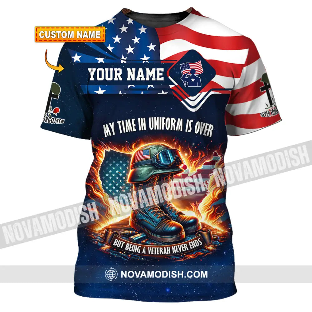 Unisex Shirt Custom Name U.s Veteran Hoodie Polo Long Sleeve Us Memorial T-Shirt