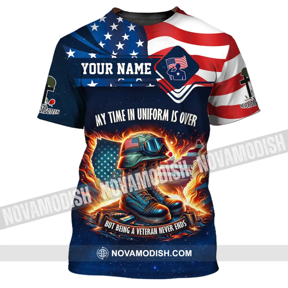 Unisex Shirt Custom Name U.s Veteran Hoodie Polo Long Sleeve Us Memorial T-Shirt / S T-Shirt