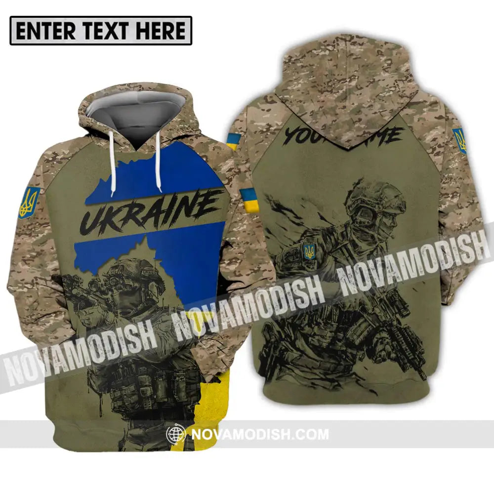 Unisex Shirt - Custom Name Ukraina Army Shirt Hoodie / S T-shirt