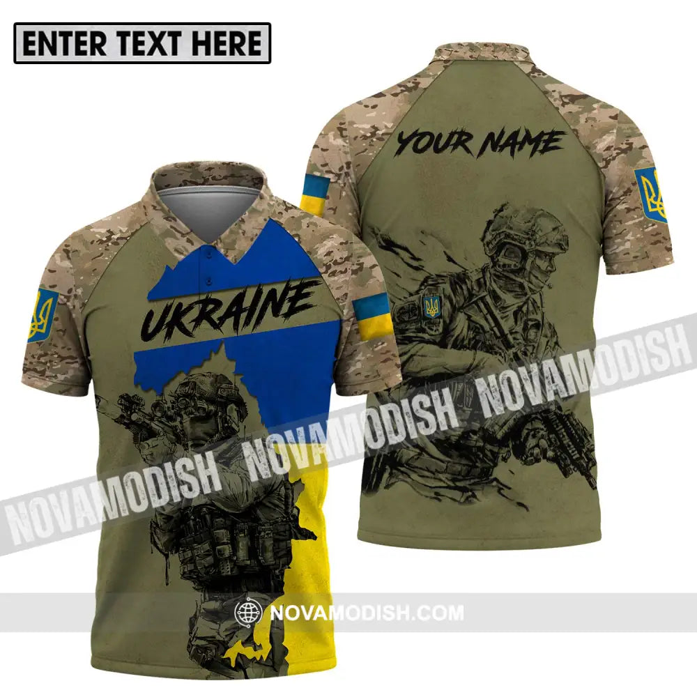 Unisex Shirt - Custom Name Ukraina Army Shirt Polo Shirt / S T-shirt