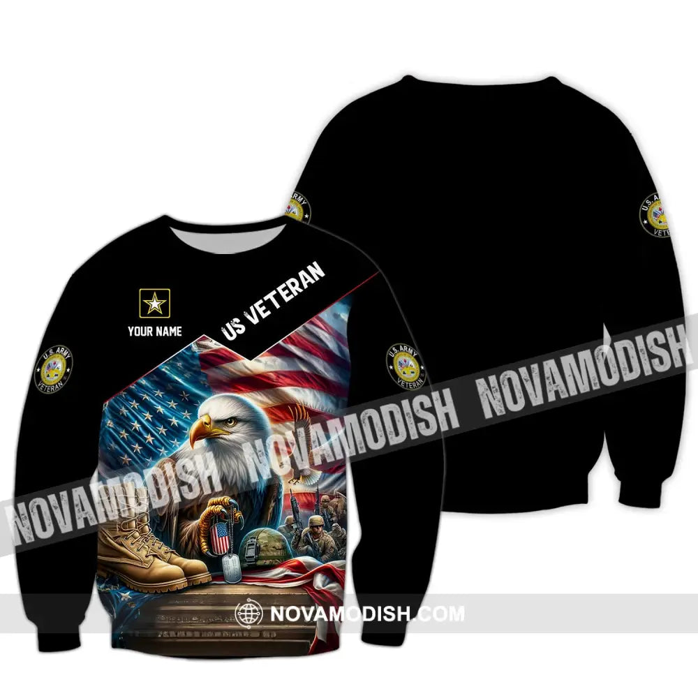 Unisex Shirt - Custom Name Us Veteran Long Sleeve / S T-Shirt