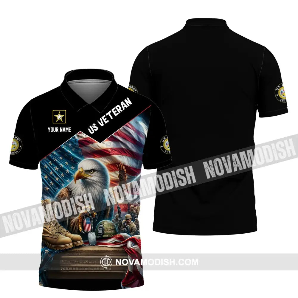 Unisex Shirt - Custom Name Us Veteran Polo / S T-Shirt