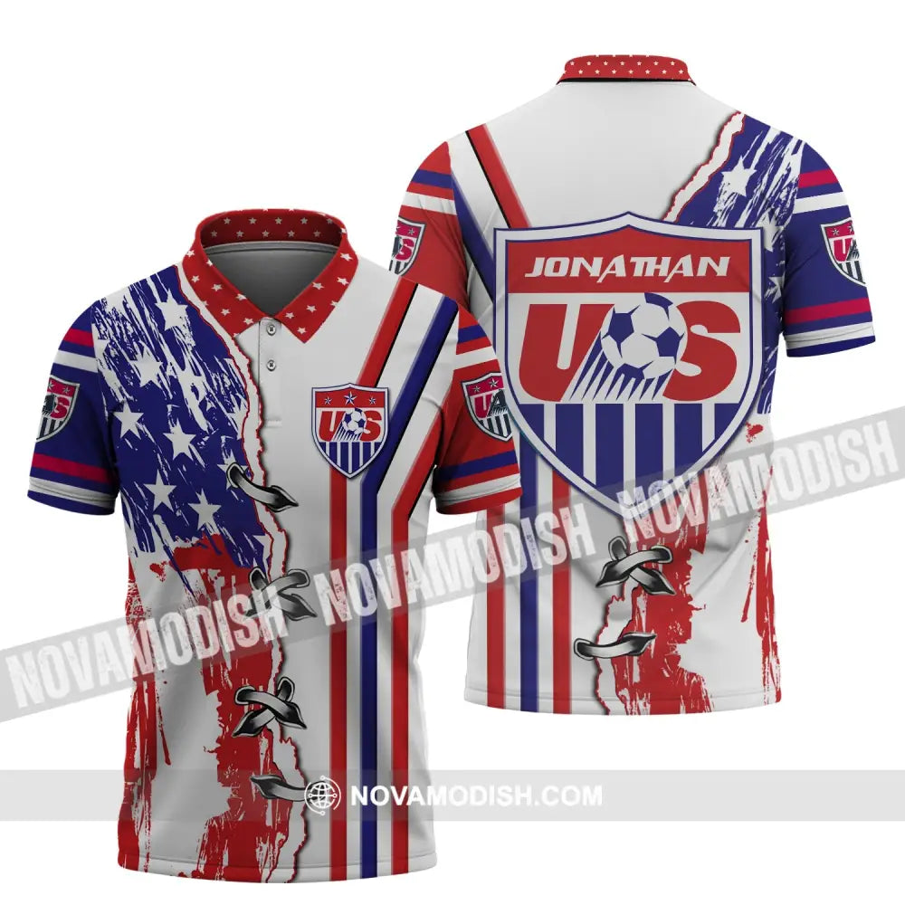Unisex Shirt - Custom Name Shirt - USA Soccer Polo Shirt / S T-shirt