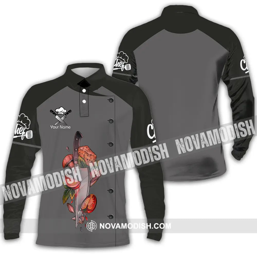 Unisex Shirt - Custom Name Shirt Vegetables Chef Long Sleeve Polo / S T-shirt