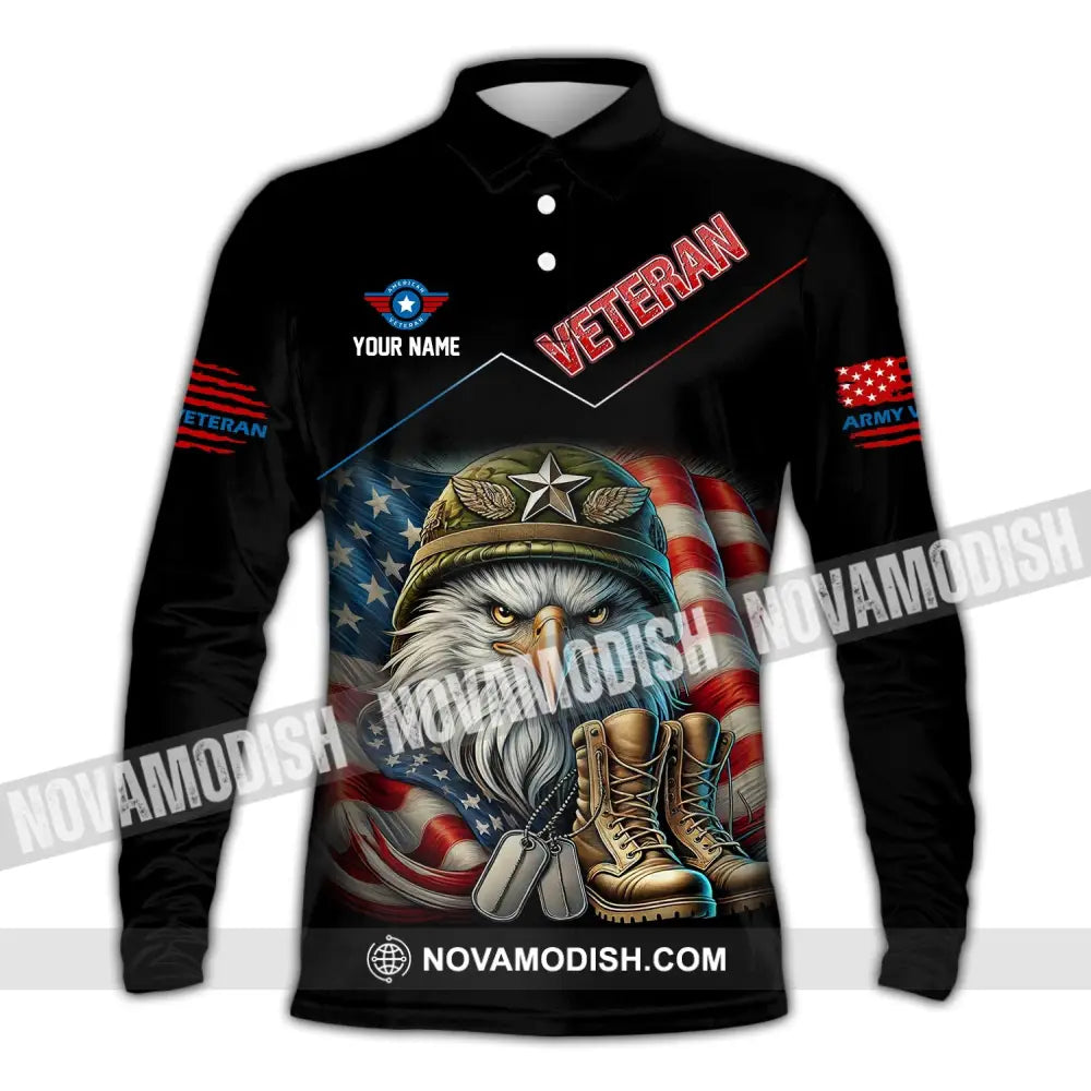 Unisex Shirt Custom Name Veteran Memorial Long Sleeve Polo / S T-Shirt