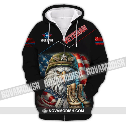 Unisex Shirt Custom Name Veteran Memorial Zipper Hoodie / S T-Shirt