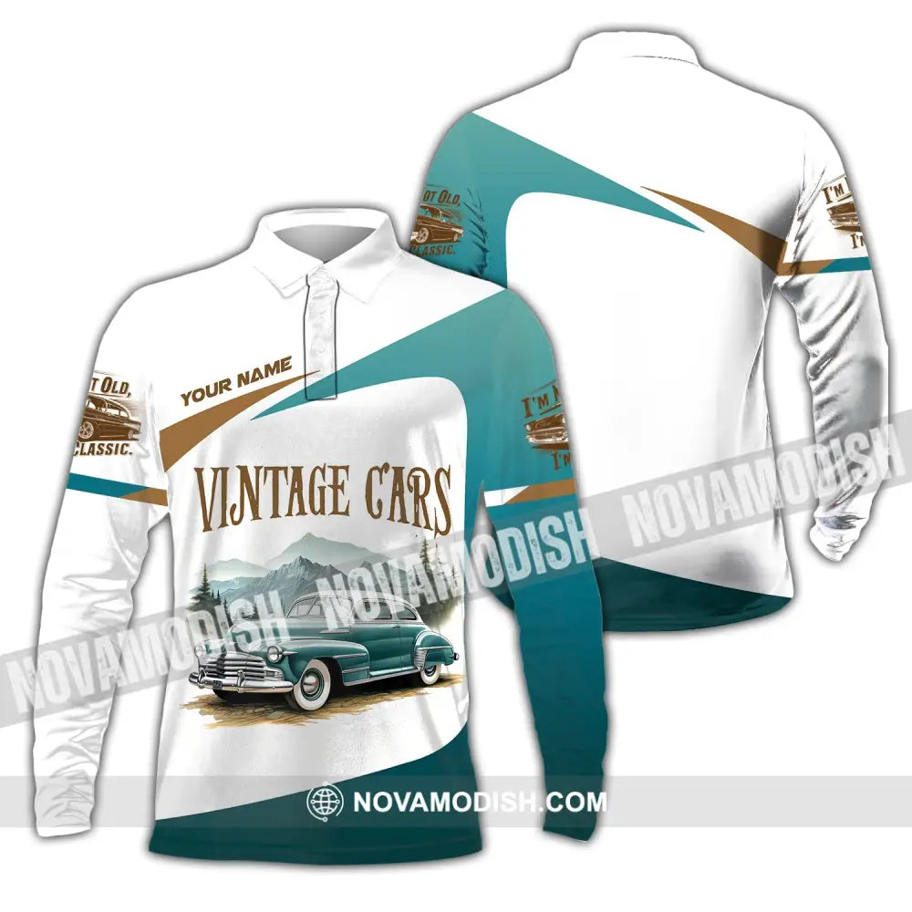 Unisex Shirt Custom Name Vintage Car Polo Long Sleeve Gift For Lover / S T-Shirt