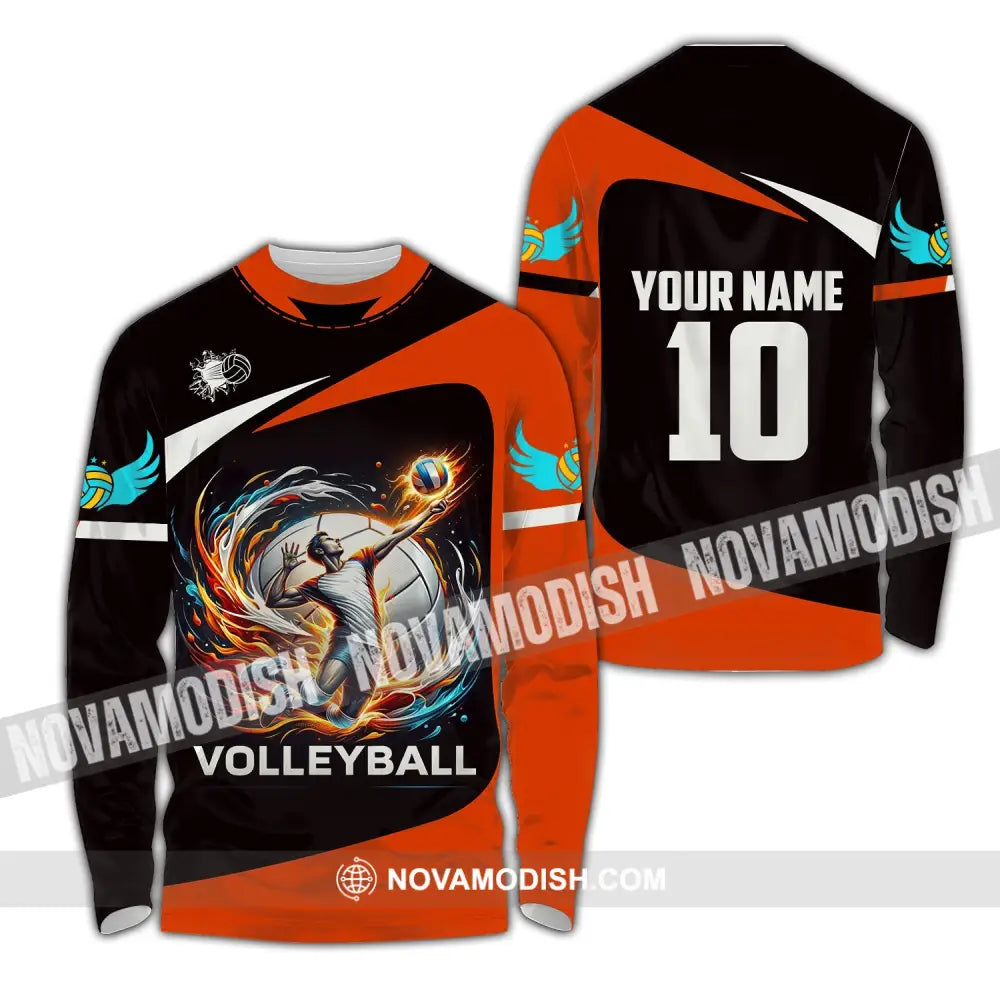 Unisex Shirt Custom Name Volleyball T-Shirt For Club Gift Players Long Sleeve / S T-Shirt