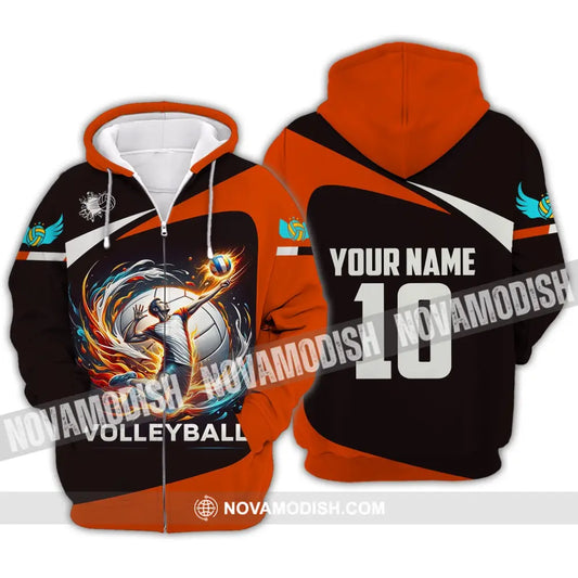 Unisex Shirt Custom Name Volleyball T-Shirt For Club Gift Players Zipper Hoodie / S T-Shirt