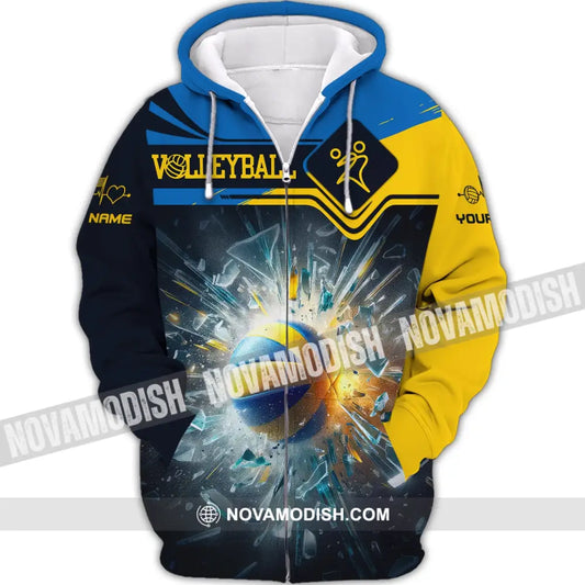 Unisex Shirt Custom Name Volleyball T-Shirt For Team Gift Players Zipper Hoodie / S