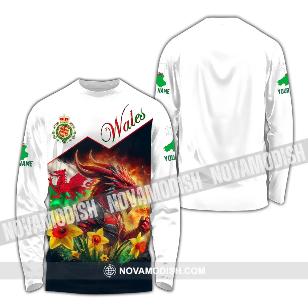 Unisex Shirt Custom Name Wales Polo Long Sleeve Gift For Lover / S T-Shirt