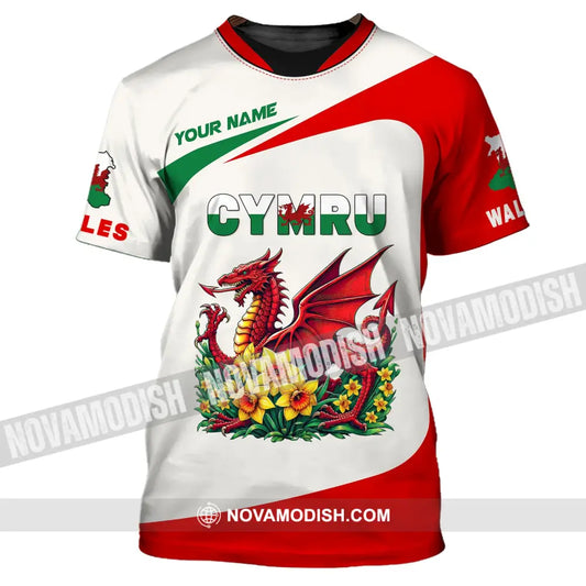 Unisex Shirt Custom Name Wales T-Shirt Cymru Hoodie Polo / S