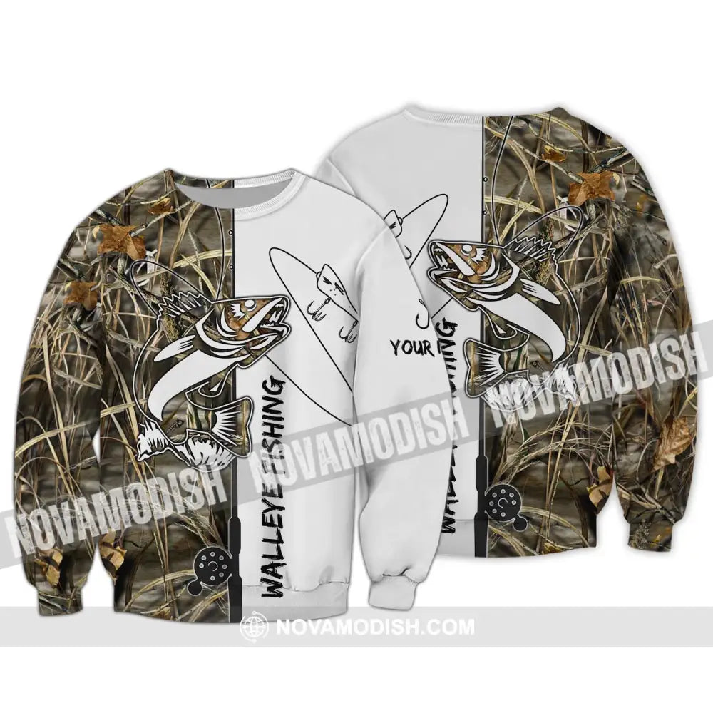Unisex Shirt - Custom Name Walleye Fishing Shirt Long Sleeve / S T-shirt