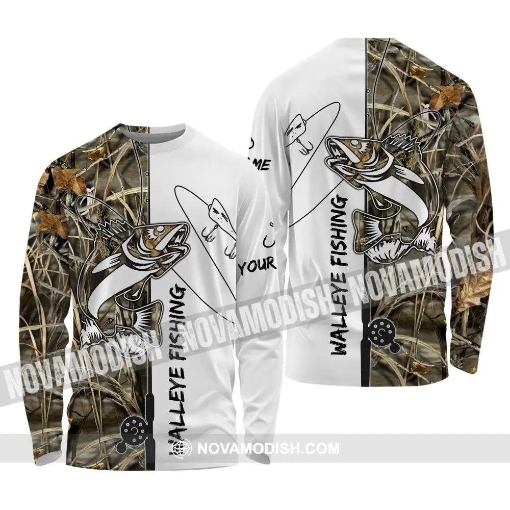 Unisex Shirt - Custom Name Walleye Fishing Shirt Long Sleeve Shirt / S T-shirt
