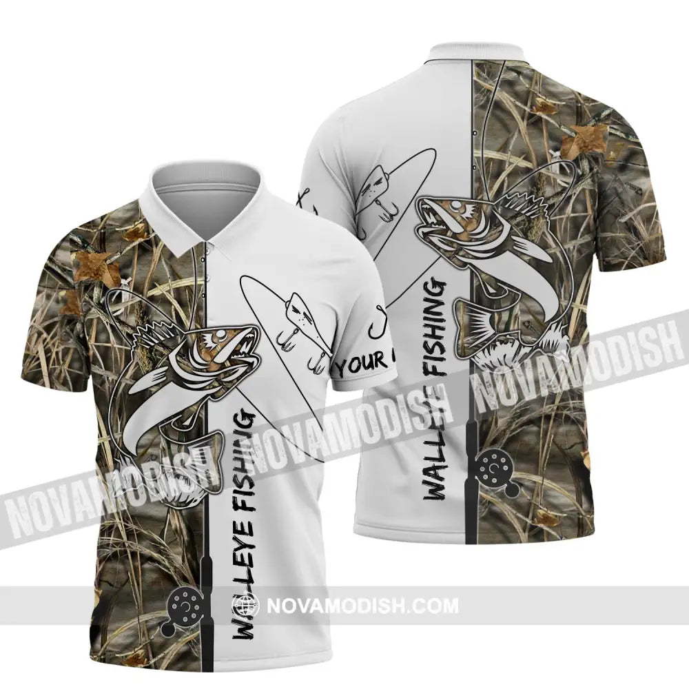 Unisex Shirt - Custom Name Walleye Fishing Shirt Polo Shirt / S T-shirt