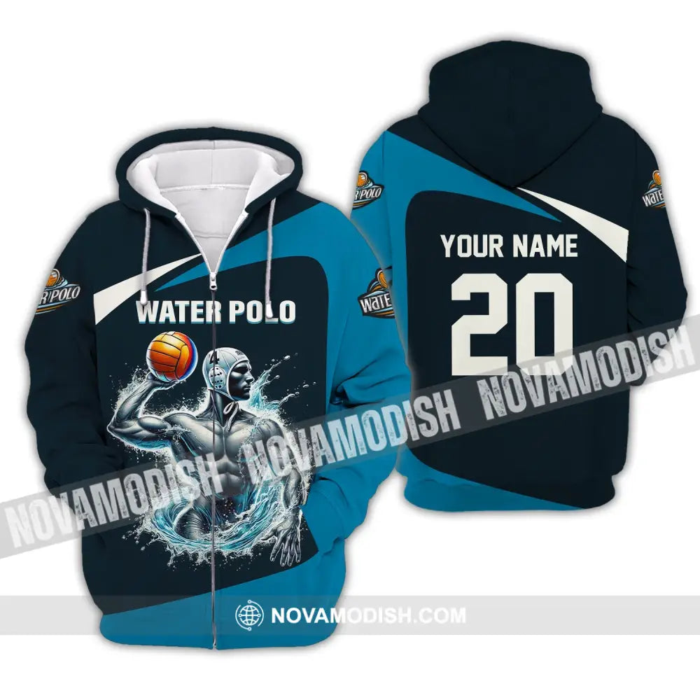 Unisex Shirt Custom Name Water Polo T-Shirt For Club Gift Players Zipper Hoodie / S T-Shirt