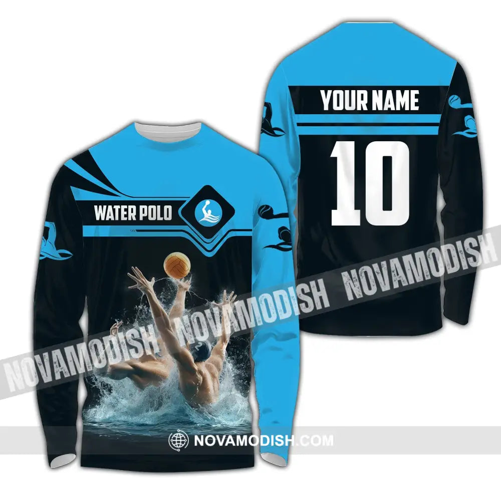 Unisex Shirt Custom Name Water Polo T-Shirt Hoodie Long Sleeve Team Uniform / S T-Shirt