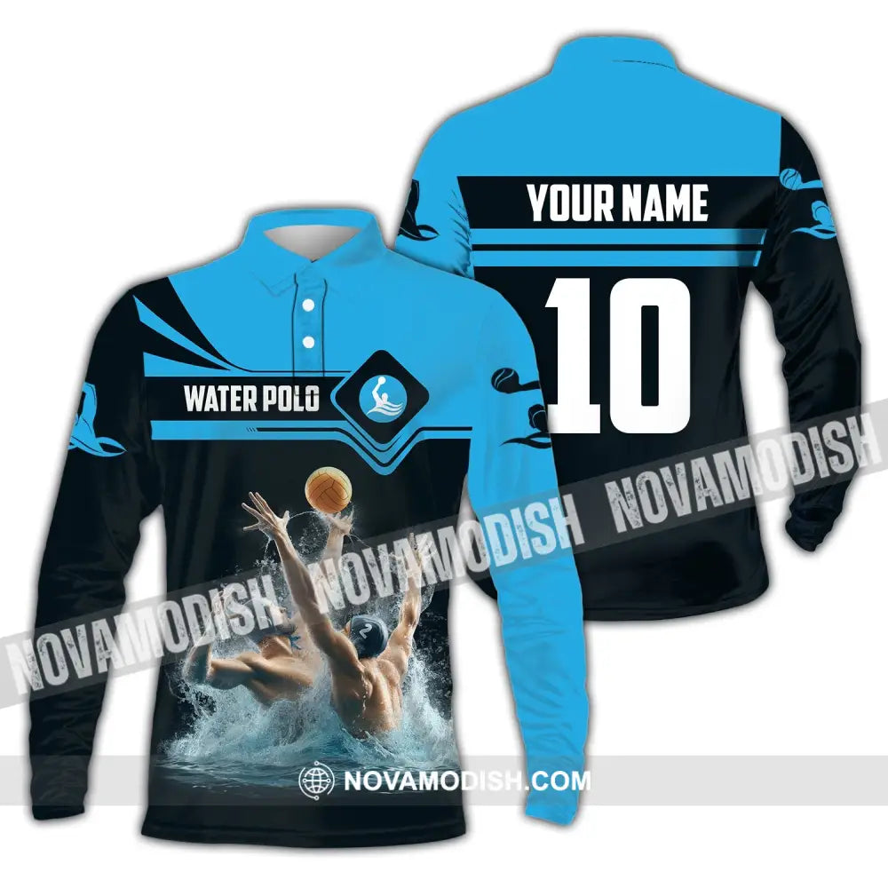 Unisex Shirt Custom Name Water Polo T-Shirt Hoodie Long Sleeve Team Uniform / S T-Shirt
