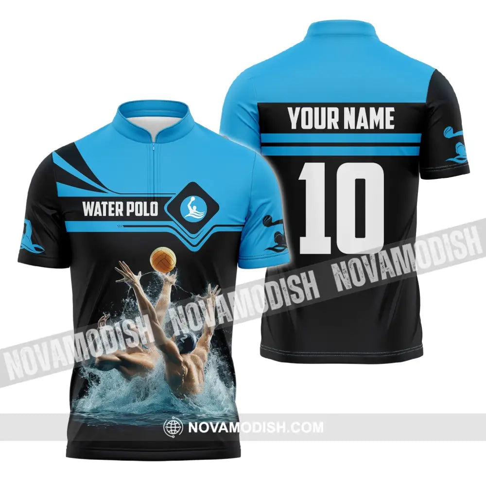 Unisex Shirt Custom Name Water Polo T-Shirt Hoodie Long Sleeve Team Uniform Zipper / S T-Shirt