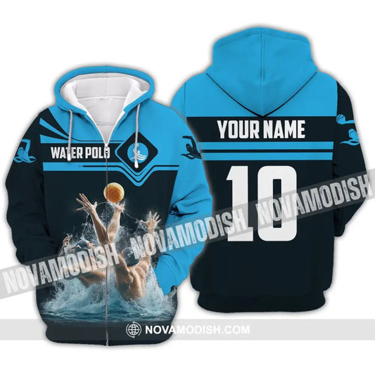 Unisex Shirt Custom Name Water Polo T-Shirt Hoodie Long Sleeve Team Uniform Zipper / S T-Shirt