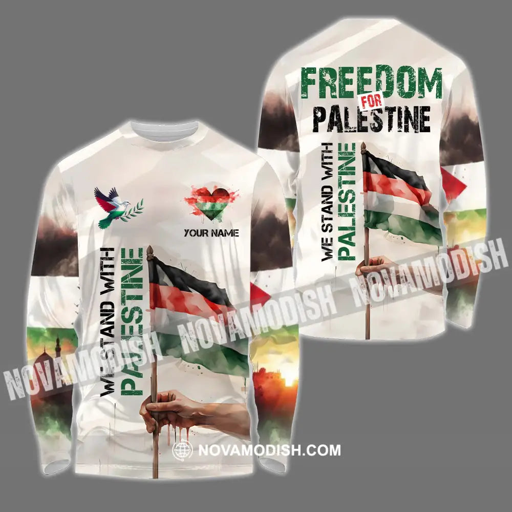 Unisex Shirt - Custom Name Shirt We Stand With Palestine Long Sleeve Shirt / S T-shirt
