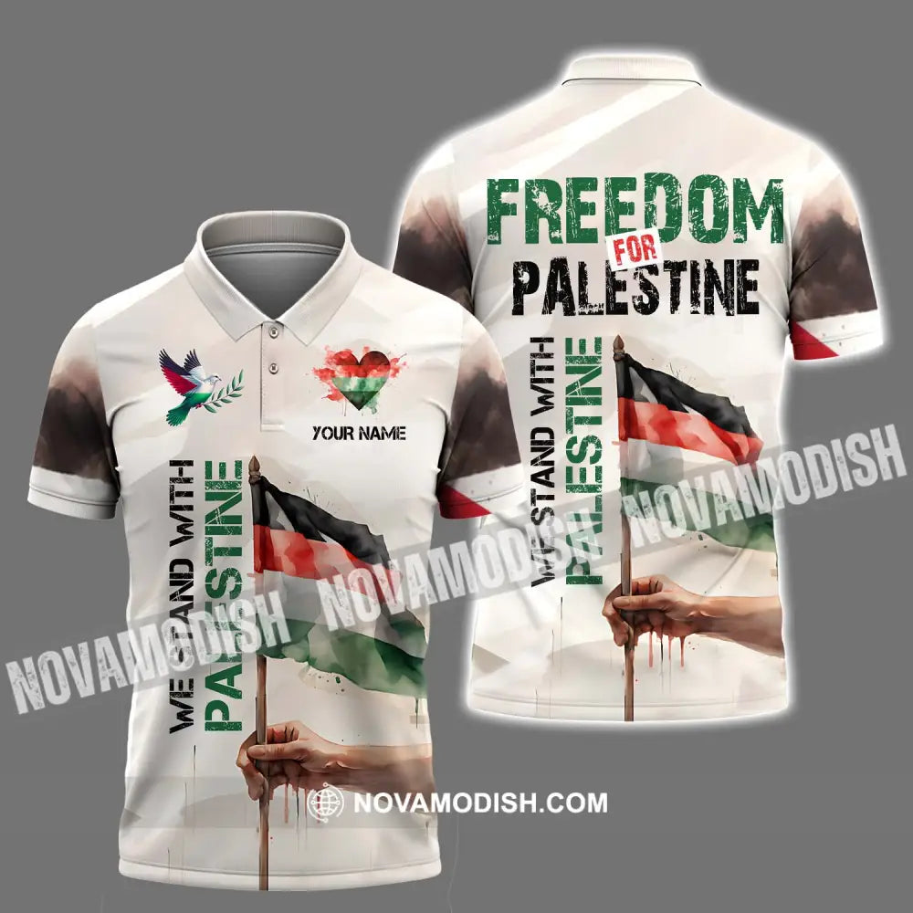 Unisex Shirt - Custom Name Shirt We Stand With Palestine Polo Shirt / S T-shirt