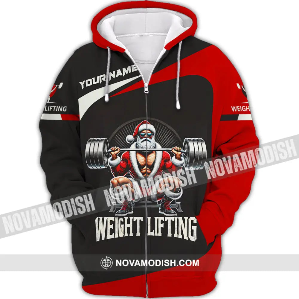 Unisex Shirt Custom Name Weight Lifting Gym Lover Christmas Gift Zipper Hoodie / S T-Shirt