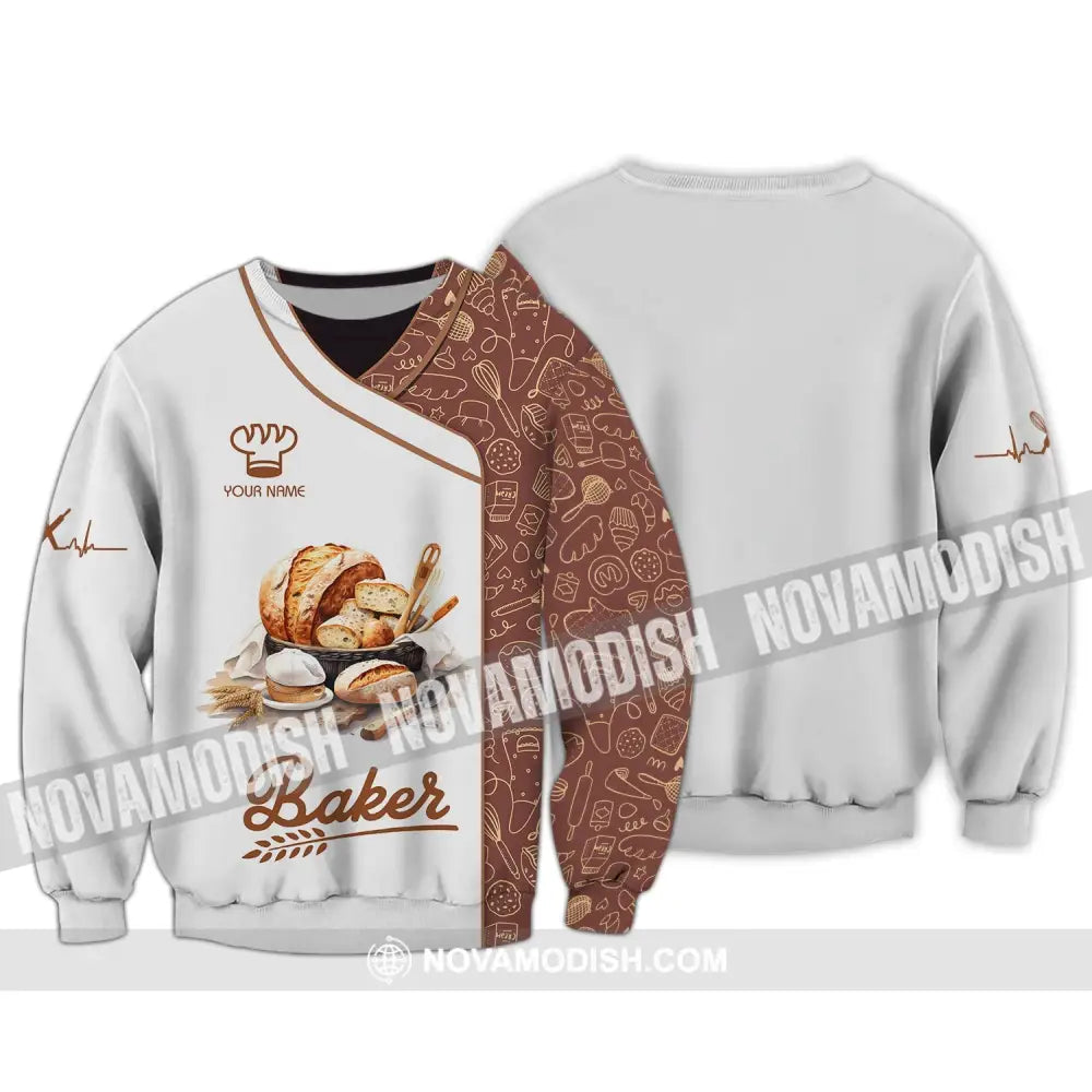 Unisex Shirt - Custom Name White Shirt - Baker Making Bake Shirt Long Sleeve / S T-shirt